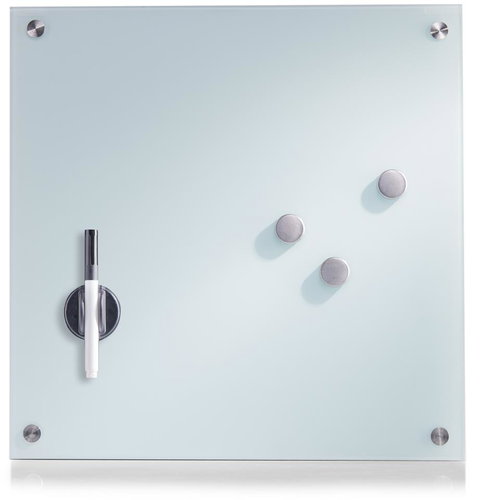 ZELLER Note board, magnetic, glass, white, 40 × 40 cm - Magnetic Board - Main image