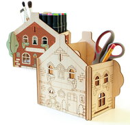 Vemkel Dřevěný organizér na kancelářské potřeby Domeček - Organiser