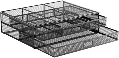 APT DA463 wire table with 2 drawers, black - Stationery Stand - Main image