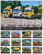 RETRO-AUTA CS Nákladní Legendy 2026, měsíční, 48 × 68 cm - Nástěnný kalendář