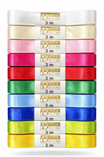 GOLDINA Satin 15 mm × 3 m, set of 10 colours - Ribbon - Main image