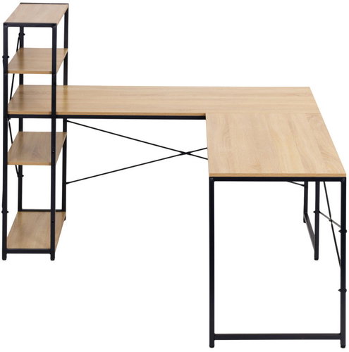 ModernHome TH-CD-6-16 Corner desk, computer desk with shelf, 4 shelves, light oak - Workbench - Main image