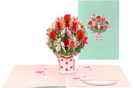 Teddy bear 3D pop-up card with stand - Colourful bouquet - Greeting Card
