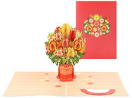Teddy bear 3D pop-up card with stand - Colourful bouquet 2 - Greeting Card