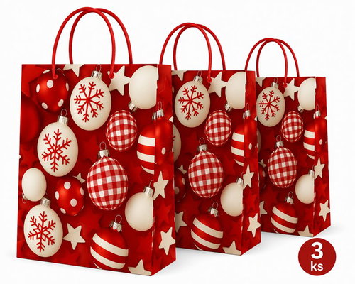 GOBA 8610043-1 Červené ozdoby, vel. L, 3 ks - Gift Bag - Main image