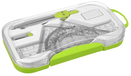 MAALEO 27975 Geometry Set with Compass, Ruler and Protractor, Green - Compasses - Main image
