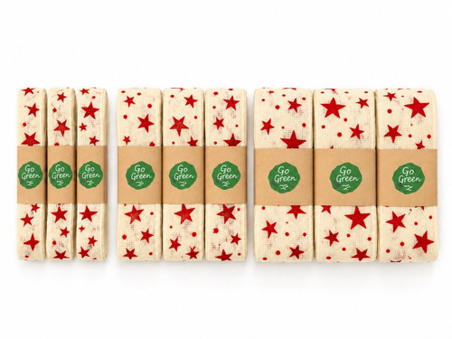 GOLDINA CREME STARS cotton Christmas 9pcs - Ribbon - Main image