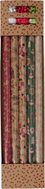 H&L Kraft Designs Dárková balicí sada (5 × papír, 3 × stuha, 3 × mašle), vánoční - Wrapping Paper