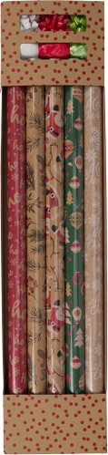 H&L Kraft Designs Gift wrap set (5× paper, 3× ribbon, 3× bow), Christmas - Wrapping Paper - Main image
