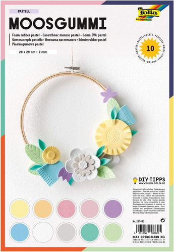 FOLIA Pastel 20×29cm, 2mm, 10 sheets, mixed colours - Moosgumi Foam Rubber - Main image