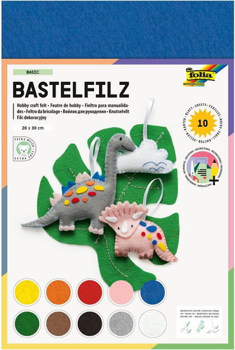 FOLIA Basic, 10 sheets, 20×30cm, mixed colours - Craft Felt - Main image