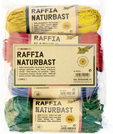 FOLIA Přírodní lýko na tvoření, barevný mix, sada 4 × 50 g - Twine