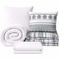 Kaptan Set jednolůžko Šedá zima - povlečení, prostěradlo, sada lůžkovin, bílá - Bed Linen