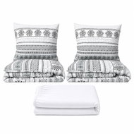 Kaptan Set dvoulůžko Šedá zima - 2x povlečení, prostěradlo 180 × 200 cm, bílá - Bed Linen