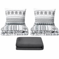 Kaptan Set dvoulůžko Šedá zima - 2x povlečení, prostěradlo 180 × 200 cm, tmavě šedá - Bed Linen
