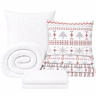 Kaptan Set jednolůžko Červená zima - povlečení, prostěradlo, sada lůžkovin, bílá - Bed Linen