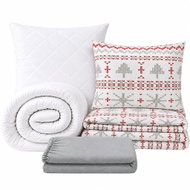 Kaptan Set jednolůžko Červená zima - povlečení, prostěradlo, sada lůžkovin, světle šedá - Bed Linen