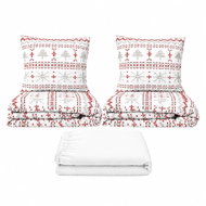 Kaptan Set dvoulůžko Červená zima - 2x povlečení, prostěradlo 180 × 200 cm, bílá - Bed Linen