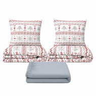 Kaptan Set dvoulůžko Červená zima - 2x povlečení, prostěradlo 180 × 200 cm, světle šedá - Bed Linen