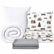 Kaptan Set jednolůžko Zimní krajina - povlečení, prostěradlo, sada lůžkovin, světle šedá - Bed Linen