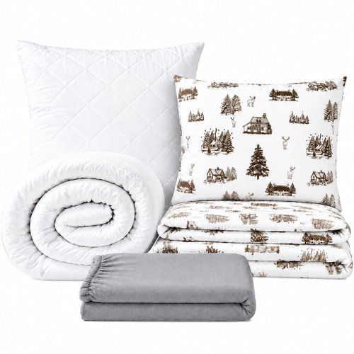 Kaptan Set Single Bed ‘Winter Landscape’ – duvet cover, fitted sheet, bedding set, light grey Main image Kaptan Set Single Bed ‘Winter Landscape’ – duvet cover, fitted sheet, bedding set, light grey - Bed Linen - Main image