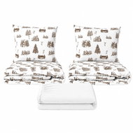 Kaptan Set dvoulůžko Zimní krajina - 2x povlečení, prostěradlo 180 × 200 cm, bílá - Bed Linen