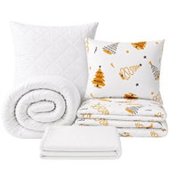Kaptan Set jednolůžko Stromky zlaté - povlečení, prostěradlo, sada lůžkovin, bílá - Bed Linen