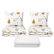 Kaptan Set dvoulůžko Stromky zlaté - 2x povlečení, prostěradlo 180 × 200 cm, bílá - Bed Linen
