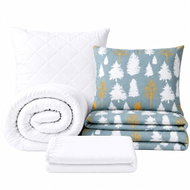 Kaptan Set jednolůžko Stromky šedé - povlečení, prostěradlo, sada lůžkovin, bílá - Bed Linen