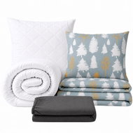 Kaptan Set jednolůžko Stromky šedé - povlečení, prostěradlo, sada lůžkovin, tmavě šedá - Bed Linen