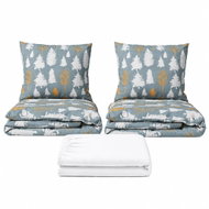 Kaptan Set dvoulůžko Stromky šedé - 2x povlečení, prostěradlo 180 × 200 cm, bílá - Bed Linen