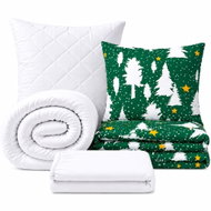 Kaptan Set jednolůžko Stromky zelené - povlečení, prostěradlo, sada lůžkovin, bílá - Bed Linen