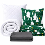 Kaptan Set jednolůžko Stromky zelené - povlečení, prostěradlo, sada lůžkovin, tmavě šedá - Bed Linen