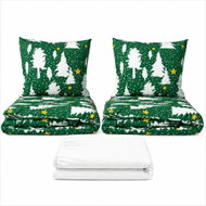 Kaptan Set dvoulůžko Stromky zelené - 2x povlečení, prostěradlo 180 × 200 cm, bílá - Bed Linen