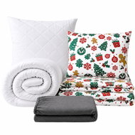 Kaptan Set jednolůžko Ozdoby zelené - povlečení, prostěradlo, sada lůžkovin, tmavě šedá - Bed Linen