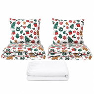 Kaptan Set dvoulůžko Ozdoby zelené - 2x povlečení, prostěradlo 180 × 200 cm, bílá - Bed Linen