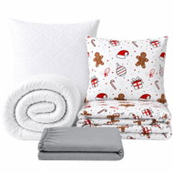 Kaptan Set jednolůžko Ozdoby červené - povlečení, prostěradlo, sada lůžkovin, světle šedá - Bed Linen