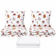Kaptan Set dvoulůžko Ozdoby červené - 2x povlečení, prostěradlo 180 × 200 cm, bílá - Bed Linen