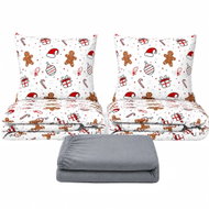 Kaptan Set dvoulůžko Ozdoby červené - 2x povlečení, prostěradlo 180 × 200 cm, světle šedá - Bed Linen