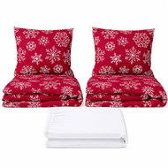 Kaptan Set dvoulůžko Vločky červené - 2x povlečení, prostěradlo 180 × 200 cm, bílá - Bed Linen