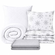 Kaptan Set jednolůžko Sněhové vločky - povlečení, prostěradlo, sada lůžkovin, světle šedá - Bed Linen