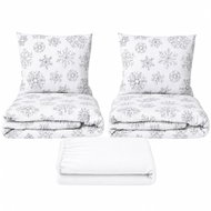 Kaptan Set dvoulůžko Sněhové vločky - 2x povlečení, prostěradlo 180 × 200 cm, bílá - Bed Linen