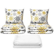 Kaptan Set dvoulůžko Vločky zlaté - 2x povlečení, prostěradlo 180 × 200 cm, bílá - Bed Linen