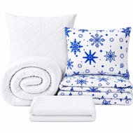 Kaptan Set jednolůžko Vločky modrobílé - povlečení, prostěradlo, sada lůžkovin, bílá - Bed Linen