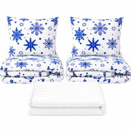 Kaptan Set dvoulůžko Vločky modrobílé - 2x povlečení, prostěradlo 180 × 200 cm, bílá - Bed Linen