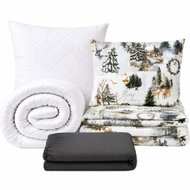 Kaptan Set jednolůžko Vánoční noviny - povlečení, prostěradlo, sada lůžkovin, tmavě šedá - Bed Linen