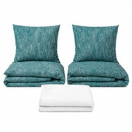 Kaptan Set dvoulůžko Zimní les - 2x povlečení, prostěradlo 180 × 200 cm, bílá - Bed Linen