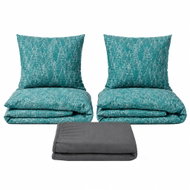 Kaptan Set dvoulůžko Zimní les - 2x povlečení, prostěradlo 180 × 200 cm, tmavě šedá - Bed Linen