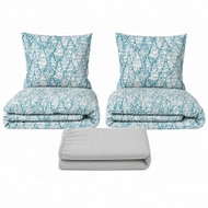 Kaptan Set dvoulůžko Ledový les - 2x povlečení, prostěradlo 180 × 200 cm, světle šedá - Bed Linen