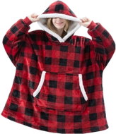 KAPTAN Hřejivá mikinová deka s kapucí kostkovaná - Wearable Blanket